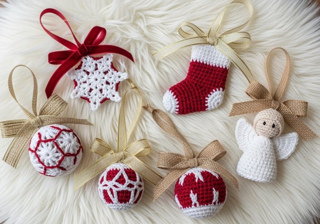 Ribbon-and-Texture-Contrast-1024x717 5 Amazing Crochet Christmas Ornaments (Free Patterns!)